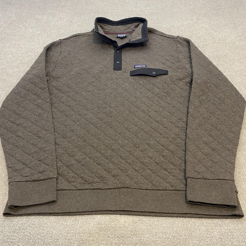 Patagonia Sweatshirt Brown Organic Cotton Quilt Snap T Pullover Mens XL STY25371